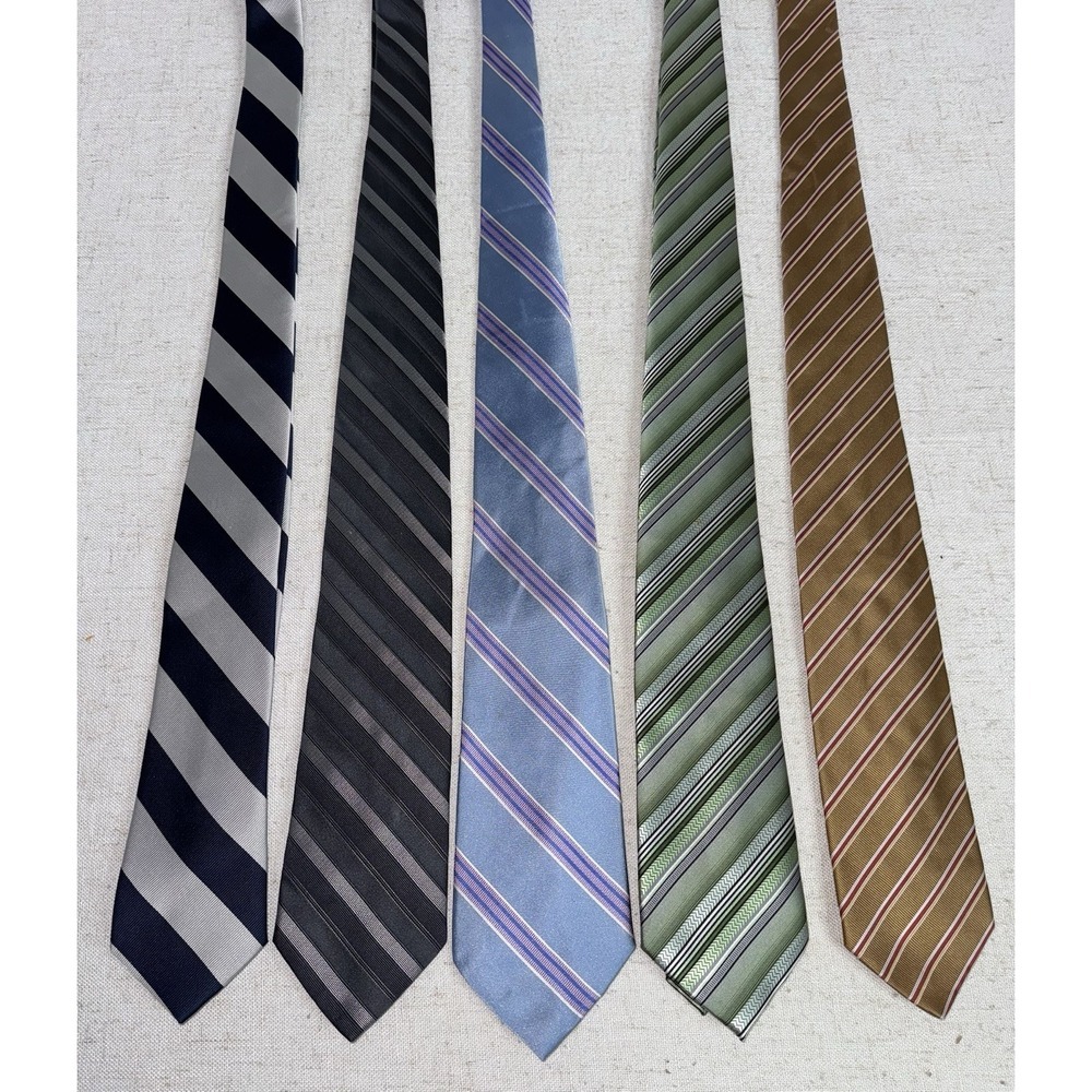 Men's Neck Tie NeckTie LOT of 5 Stripe Hugo Boss Haggar American DKNY Towncraft